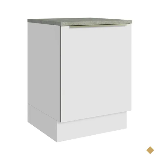 Balcão 60 cm 1 Porta Branco/Branco Veludo Lux Madesa