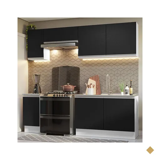 Armário de Cozinha Completa 240cm Branco/Preto Glamy Madesa 10
