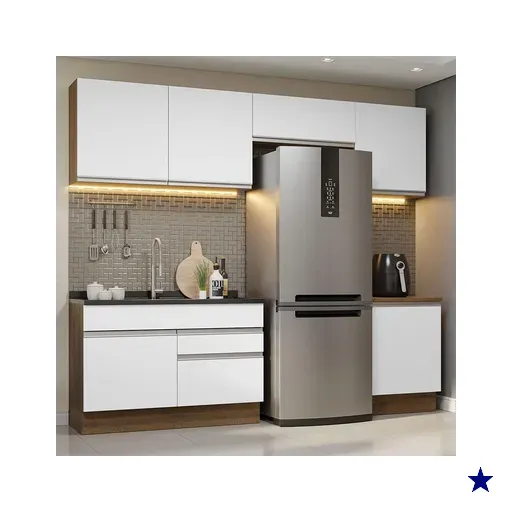 Armário de Cozinha Completa 260cm Rustic/Branco Glamy Madesa 05