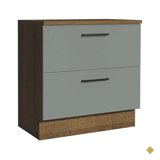 Balcão Armário de Cozinha 80 cm 2 Gavetas Rustic/Cinza Agata Madesa