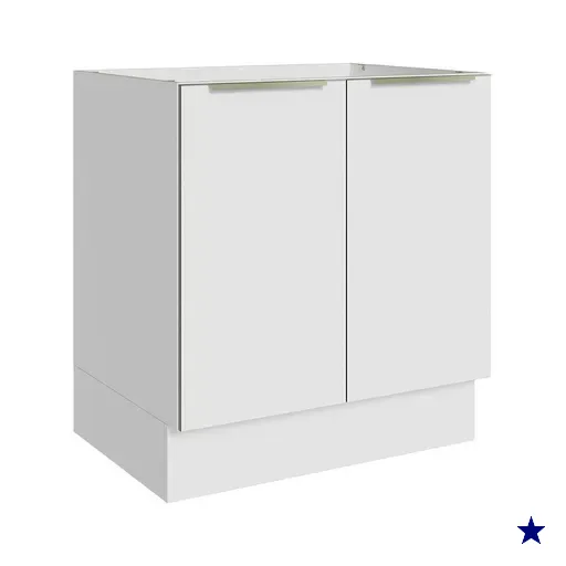 Balcão Madesa Lux 70 cm 2 Portas - Branco/Branco Veludo (Sem Tampo)