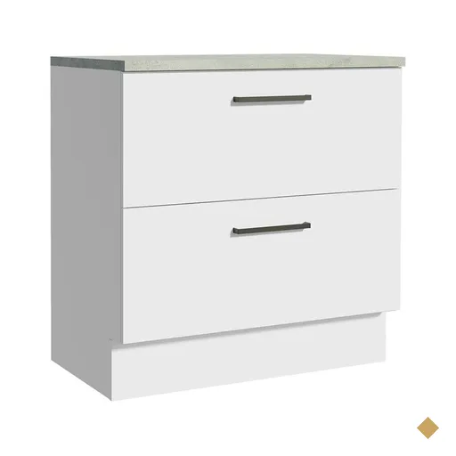 Balcão Armário de Cozinha 80 cm 2 Gavetas Branco Agata Madesa