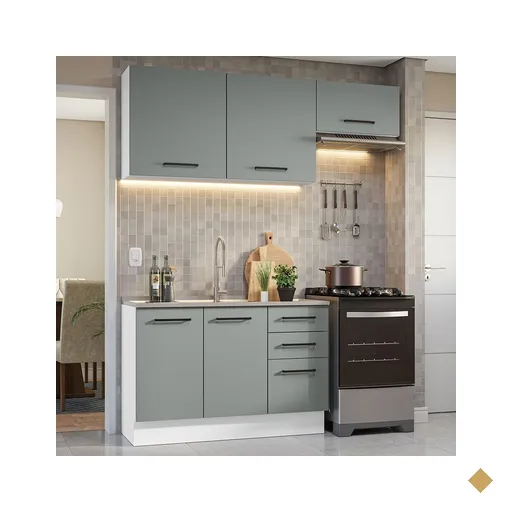 Armário de Cozinha Compacta 180cm Branco/Cinza Agata Madesa 09