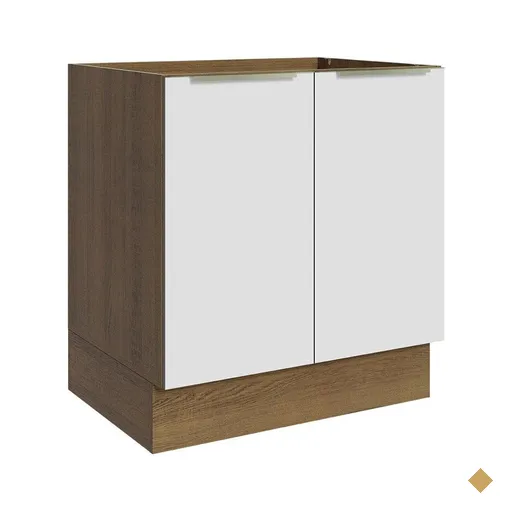 Balcão Madesa Lux 70 cm 2 Portas - Rustic/Branco Veludo (Sem Tampo)