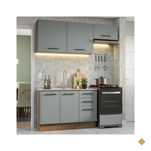 Armário de Cozinha Compacta 180cm Rustic/Cinza Agata Madesa 09
