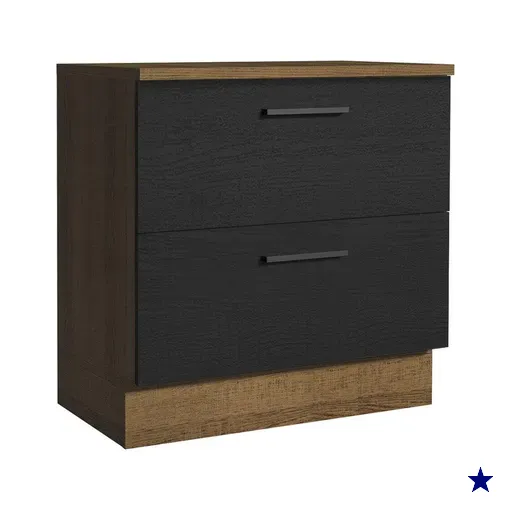 Balcão Armário de Cozinha 80 cm 2 Gavetas Rustic/Preto Agata Madesa