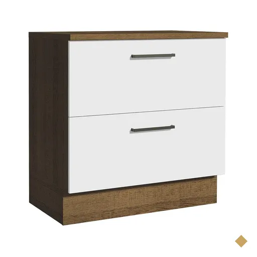 Balcão Armário de Cozinha 80 cm 2 Gavetas Rustic/Branco Agata Madesa