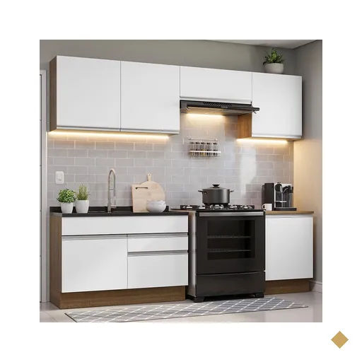 Armário de Cozinha Completa 260cm Rustic/Branco Glamy Madesa 04