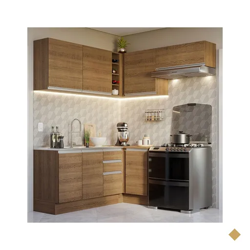 Armário de Cozinha Completa de Canto 349cm Rustic Glamy Madesa 07