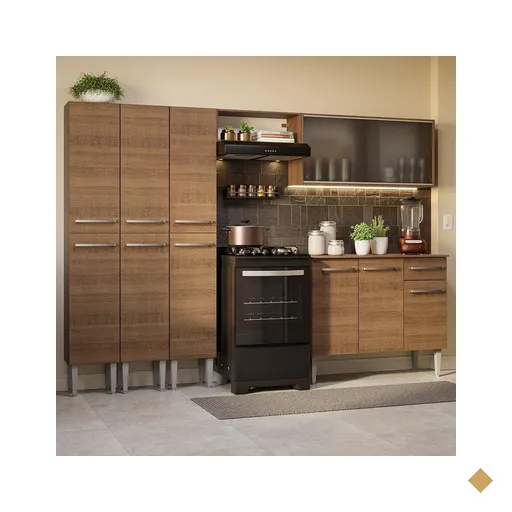 Armário de Cozinha Completa 261cm Rustic Emilly Madesa 03