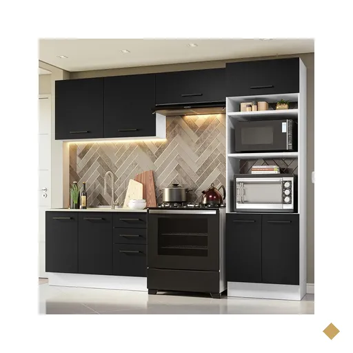 Armário de  Cozinha Completa 270cm Branco/Preto Agata Madesa 08