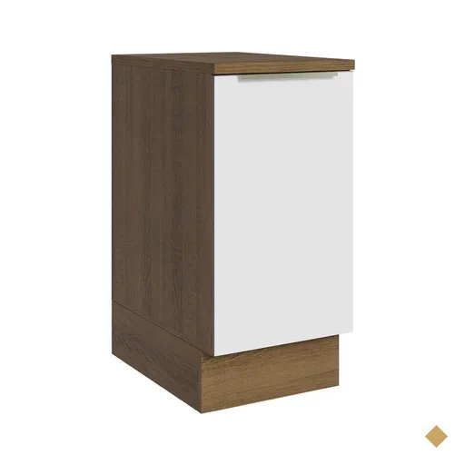 Balcão 40 cm 1 Porta Rustic/Branco Veludo Lux Madesa