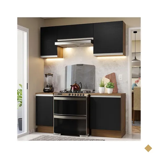 Armário de Cozinha Completa 180cm Rustic/Preto Glamy Madesa 12