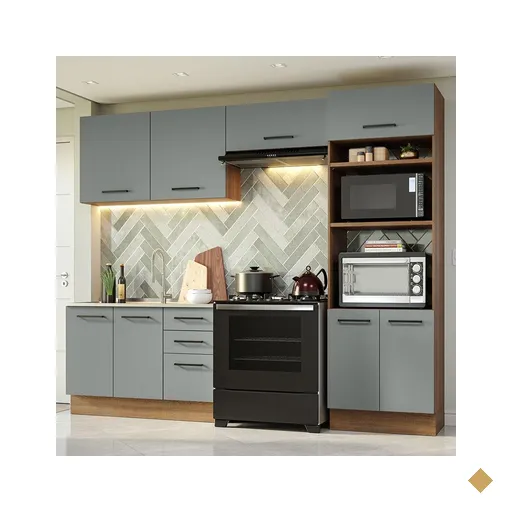 Armário de  Cozinha Completa 270cm Rustic/Cinza Agata Madesa 08