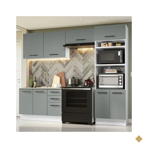 Armário de  Cozinha Completa 270cm Branco/Cinza Agata Madesa 08