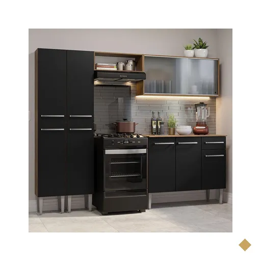 Armário de Cozinha Completa 229cm Rustic/Preto Emilly Madesa 05