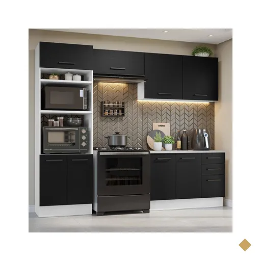 Armário de Cozinha Completa 270cm Branco/Preto Agata Madesa 07