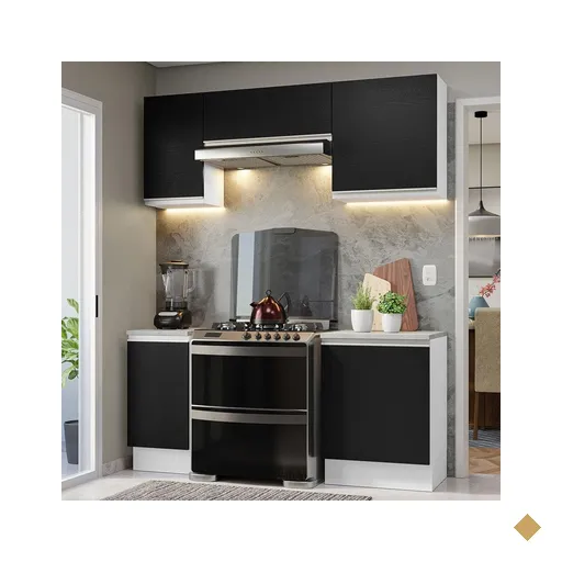 Armário de Cozinha Completa 180cm Branco/Preto Glamy Madesa 12