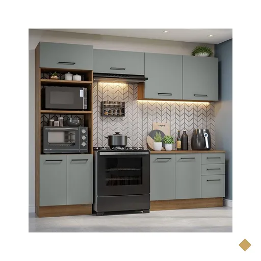 Armário de  Cozinha Completa 270cm Rustic/Cinza Agata Madesa 07