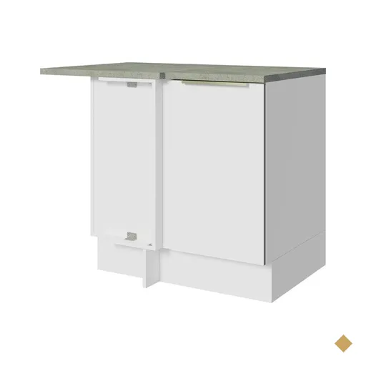 Balcão de Canto 1 Porta Branco/Branco Veludo Lux Madesa