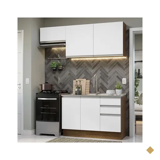 Armário de Cozinha Compacta 180cm Rustic/Branco Glamy Madesa 09