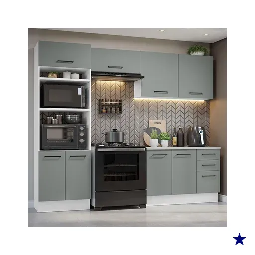 Armário de  Cozinha Completa 270cm Branco/Cinza Agata Madesa 07