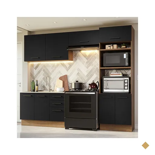 Armário de  Cozinha Completa 270cm Rustic/Preto Agata Madesa 08