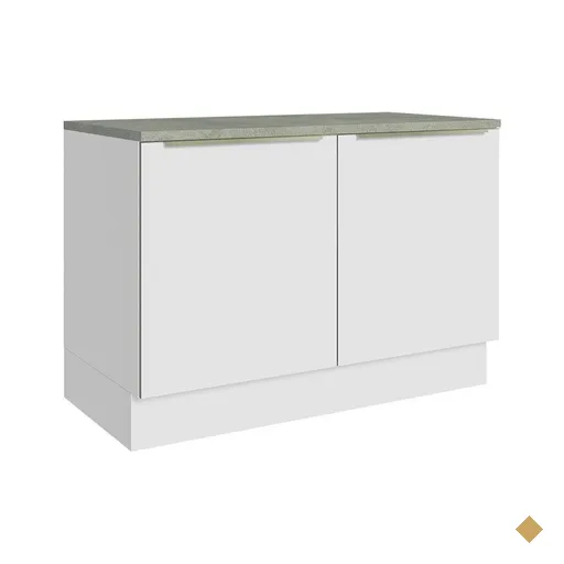 Balcão de Pia 120 cm 2 Portas Branco/Branco Veludo Lux Madesa