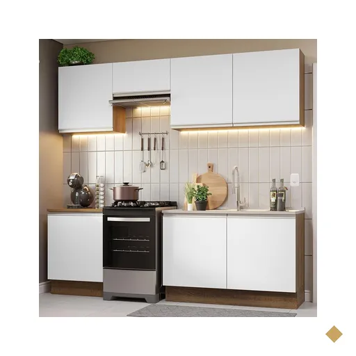 Armário de Cozinha Completa 240cm Rustic/Branco Glamy Madesa 09