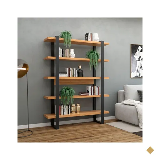 Estante para Livros 5 Prateleiras em MDF FreijóPreto Fosco 135 x 29 x 175 cm…