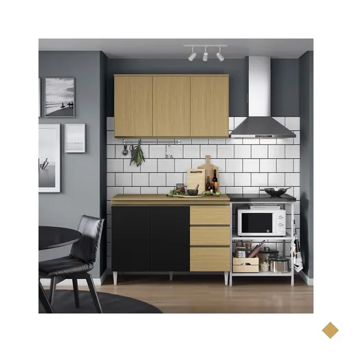 Cozinha Compacta  2 gavetas 6 portas com tampo Kelly Aramoveis