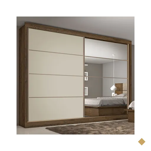 Guarda-roupa Casal Sevilha 2 Portas 6 Gavetas Espelhado Brauna/off White -…