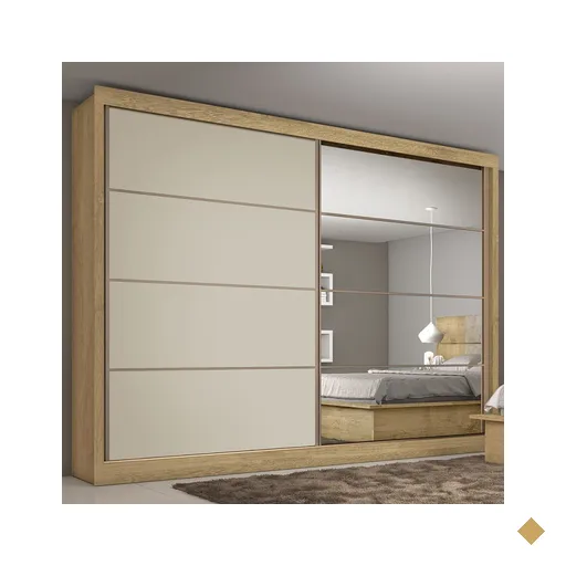 Guarda-roupa Casal Sevilha 2 Portas 6 Gavetas Espelhado Amendoa/off White -…