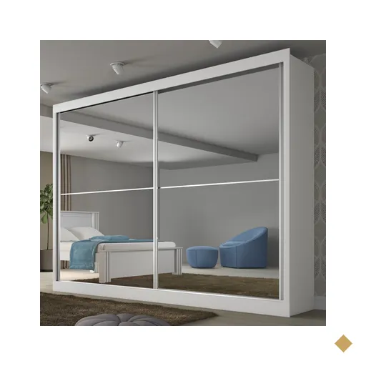 Guarda-roupa Casal Verona Plus 2 Portas 4 Gavetas Espelhado Branco - Mademarques