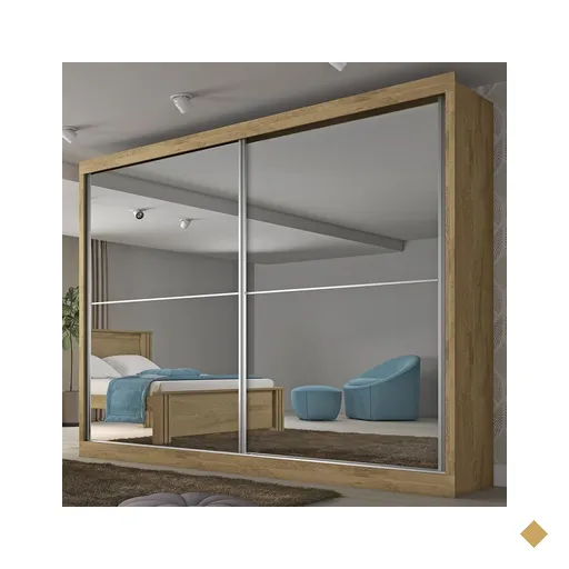 Guarda-roupa Casal Verona Plus 2 Portas 4 Gavetas Espelhado Amendoa  -…