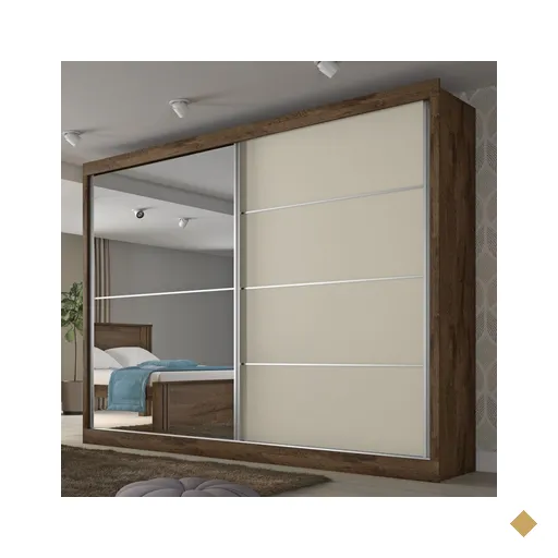 Guarda-roupa Casal Verona 2 Portas 4 Gavetas Espelhado Brauna/off White -…