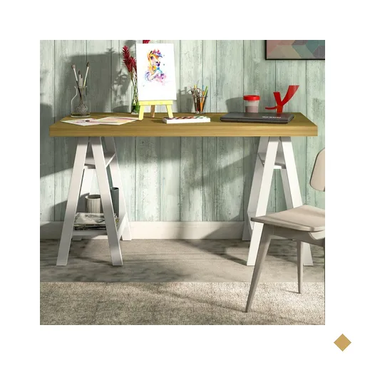 Mesa Escrivaninha Art Ii 4 Prateleiras Olmo/branco - Artany