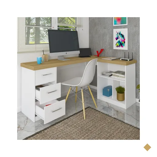 Mesa Escrivaninha  Mali 3 Gavetas Olmo/branco - Artany
