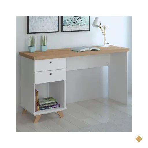 Mesa Escrivaninha Sky 2 Gavetas 1 Nicho Olmo/branco - Artany