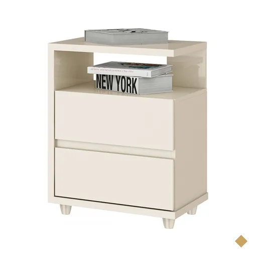 Mesa De Cabeceira Campeche 2 Gavetas Off White - Henn