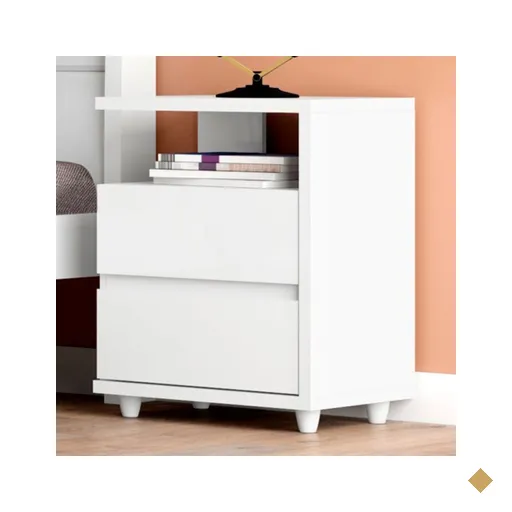 Mesa De Cabeceira Lacy 2 Gavetas Flex Branco - Henn