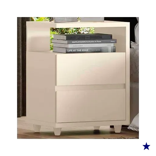 Mesa De Cabeceira Lacy 2 Gavetas Flex Off White - Henn