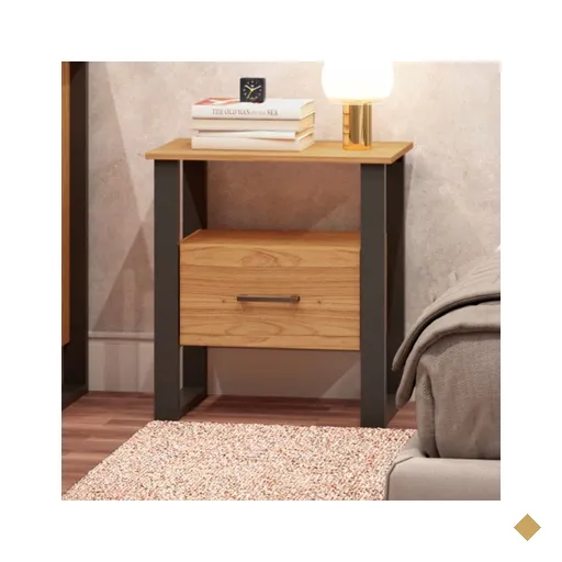 Mesa De Cabeceira 1 Gaveta 100% Mdf Freijo/preto Fosco F37 - Dalla Costa
