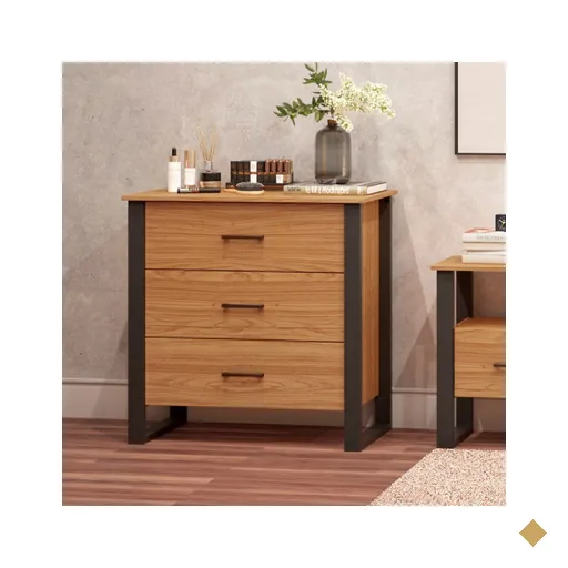 Cômoda 3 Gavetas 100% Mdf Freijo/preto Fosco F38 - Dalla Costa