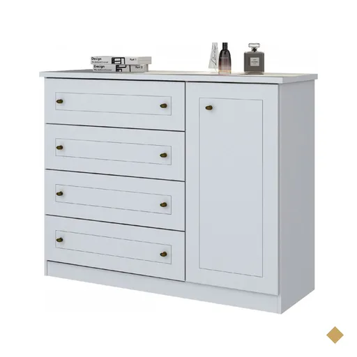 Cômoda Mississipi 1 Porta 4 Gavetas Branco Hp - Henn