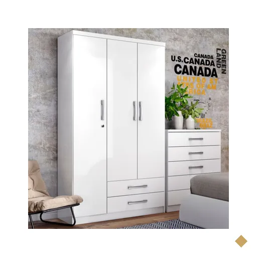 Guarda-roupa Solteiro Miami 3 Portas 2 Gavetas Flex Branco/rosa Chá - Henn