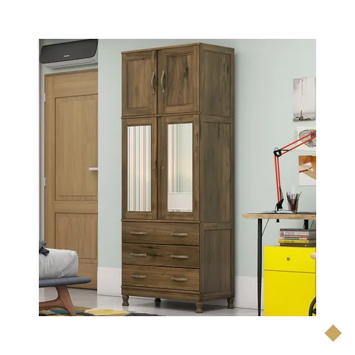 Guarda-roupa Solteiro Paris 4 Portas 3 Gavetas  Com Espelho Madeira Maciça…