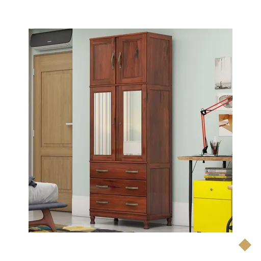 Guarda-roupa Solteiro Paris 4 Portas 3 Gavetas Com Espelho Madeira Maciça…