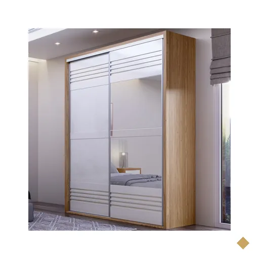 Guarda-roupa Solteiro 2 Portas 2 Gavetas Com Espelho 100% Mdf Freijo/off White…