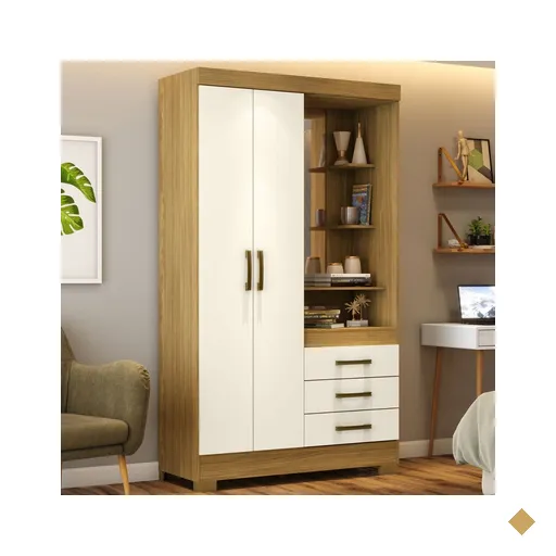 Guarda-roupa Solteiro 2 Portas 3 Gavetas Nature/off White B64 - Briz